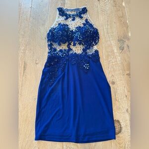 Y2K Colors Embellished Royal Blue Evening Dress 6